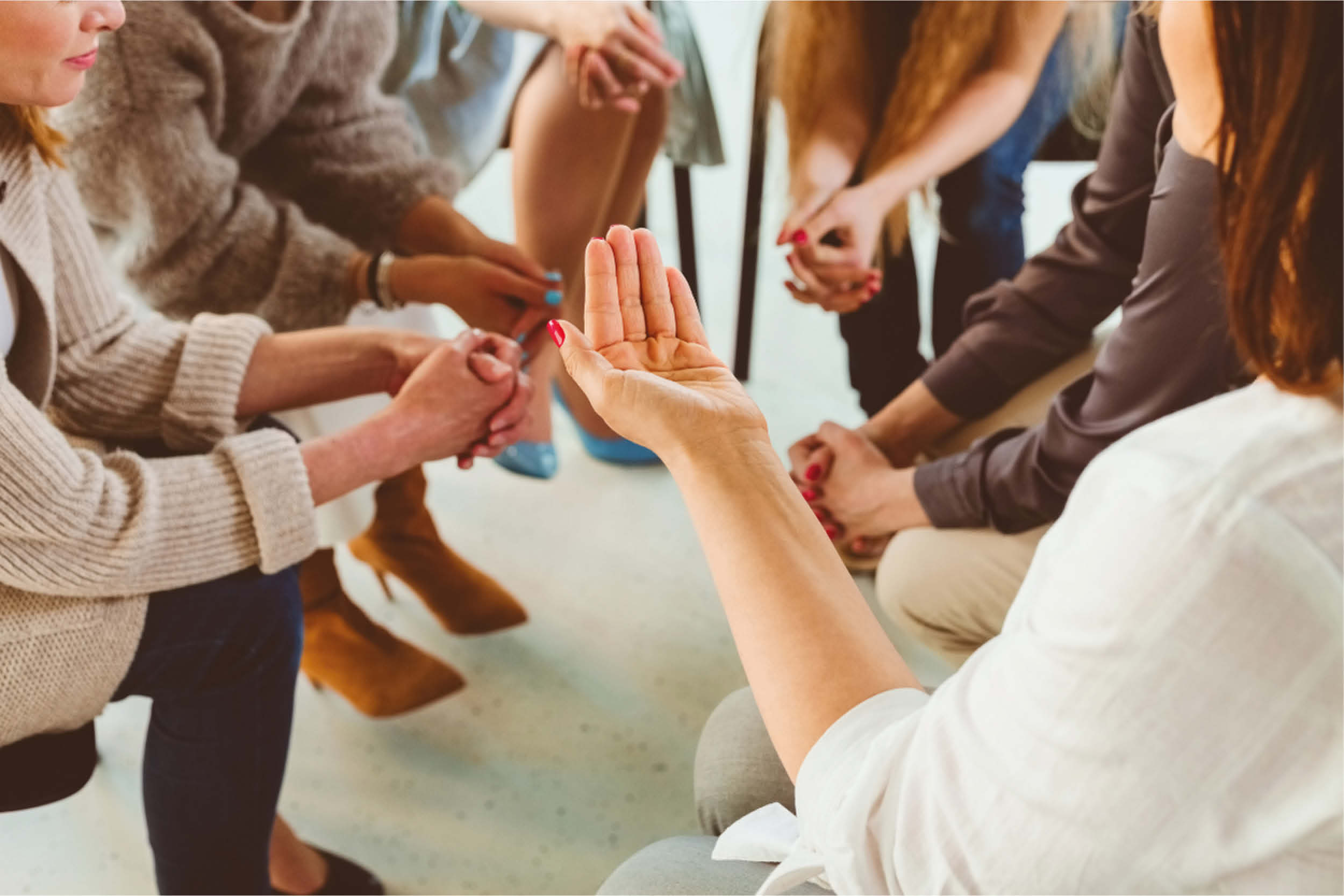 Group of diverse people having a conversation.
